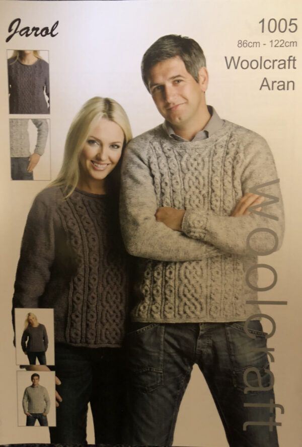 Jarol Woolcraft Aran Knitting Pattern 1005 Yarn for knitting and crochet wool shop in Essex