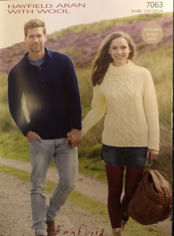 Hayfield Aran Knitting Pattern 7063