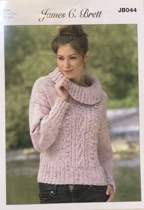James Brett Ladies Aran Jumper Knitting Pattern JB044