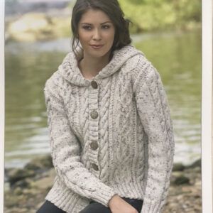 James Brett Hooded Aran Jacket Knitting Pattern JB045
