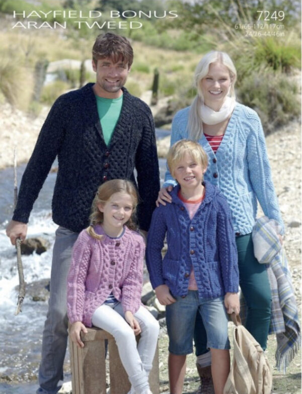 Hayfield Bonus Aran Tweed Knitting Pattern 7249