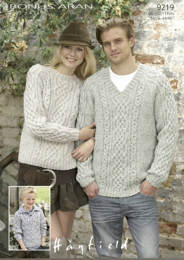 Hayfield Bonus Aran  Knitting Pattern 9219