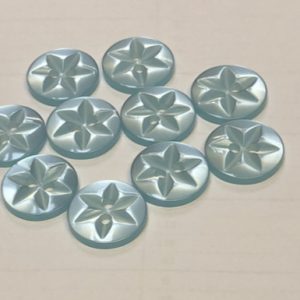 14mm x 10 Polyester Buttons - Turquoise Star