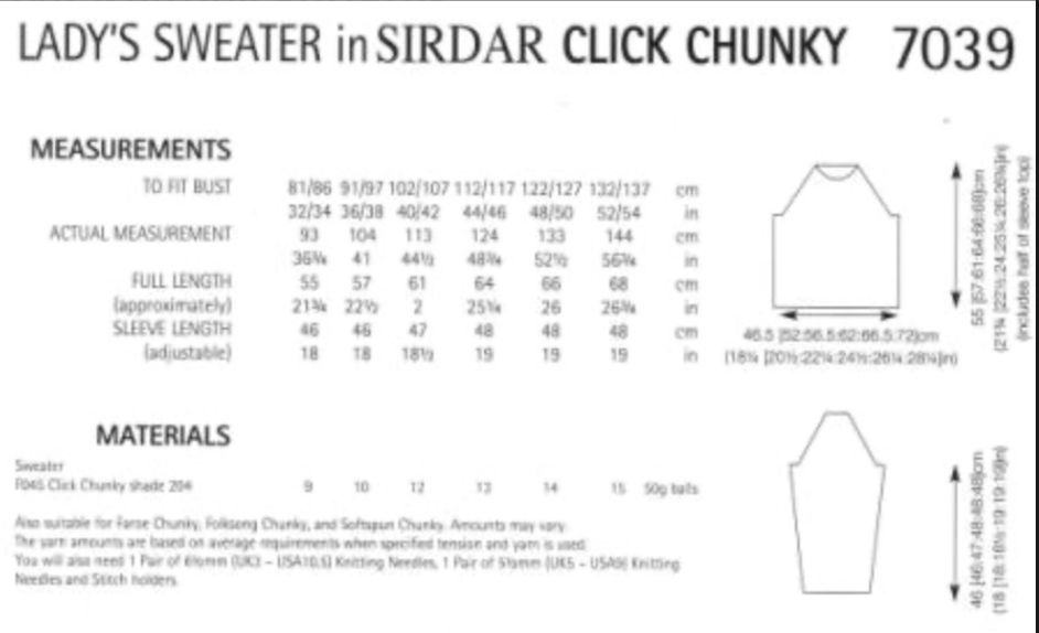 Sirdar Click Chunky Knitting Pattern 7039 - Image 2