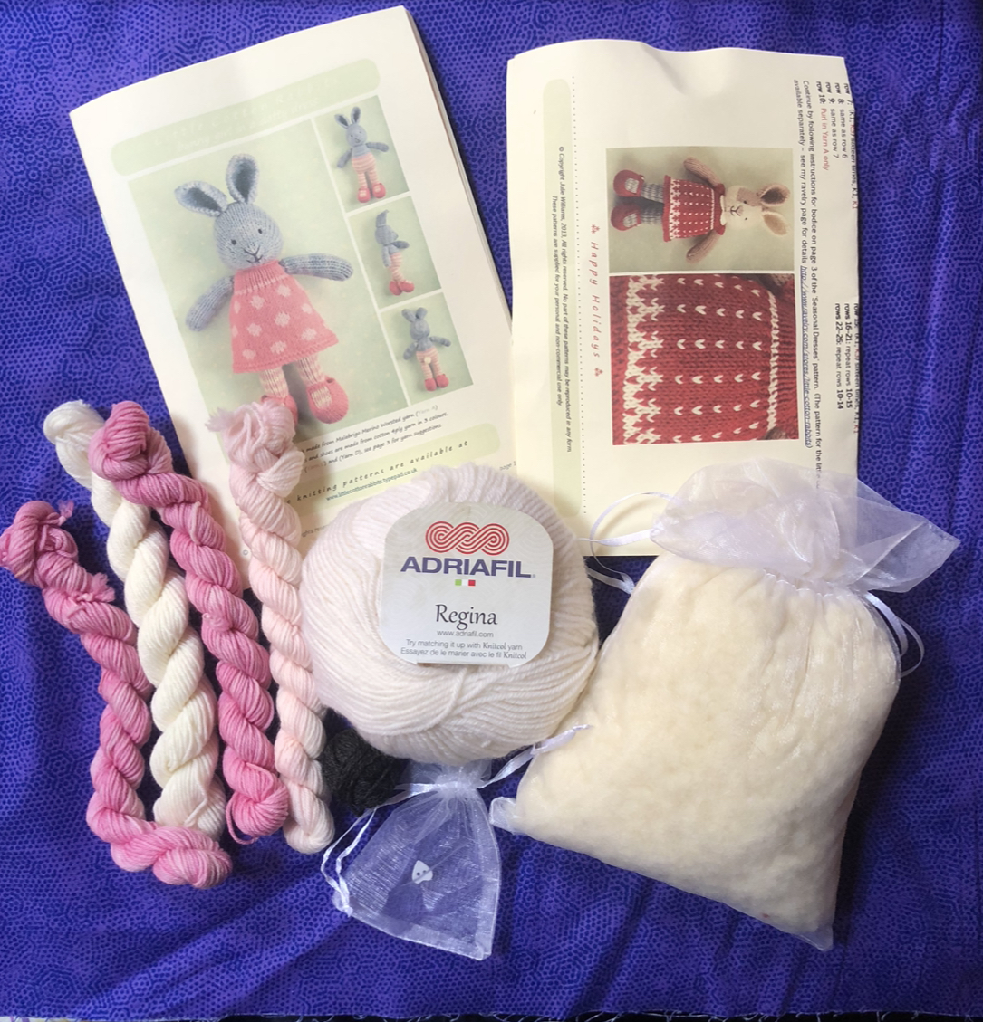 Little Cotton Rabbits - bunny girl in a dotty dress Knitting Kit